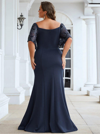 ever SLOANE|Sexy V Neck Maxi Bodycon Mother of the Bride Dress