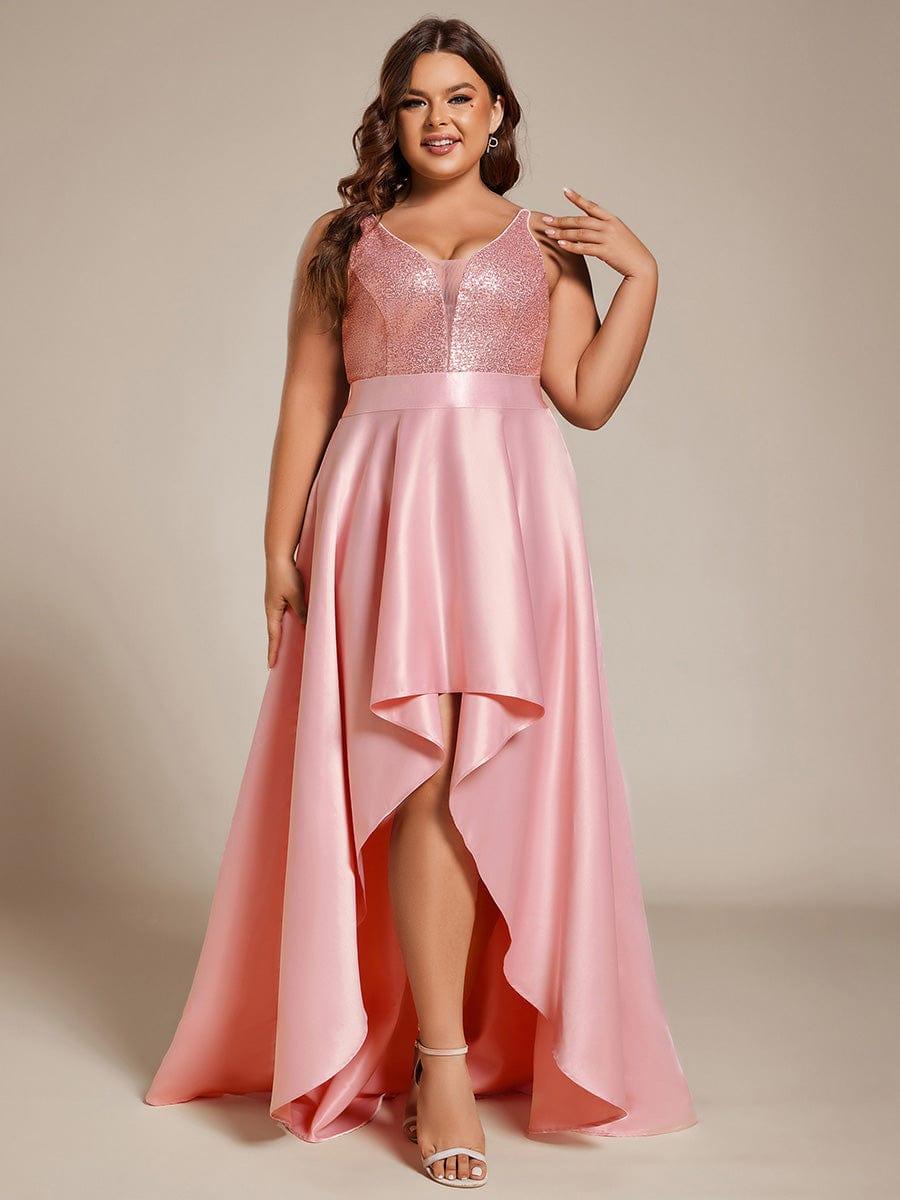 pretty ALYNA|High Low Sleeveless Plus Size Dresses With Sequin for Evening