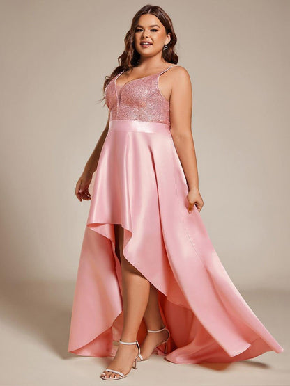pretty ALYNA|High Low Sleeveless Plus Size Dresses With Sequin for Evening