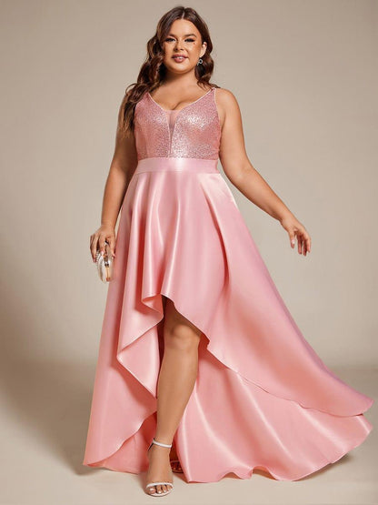 pretty ALYNA|High Low Sleeveless Plus Size Dresses With Sequin for Evening