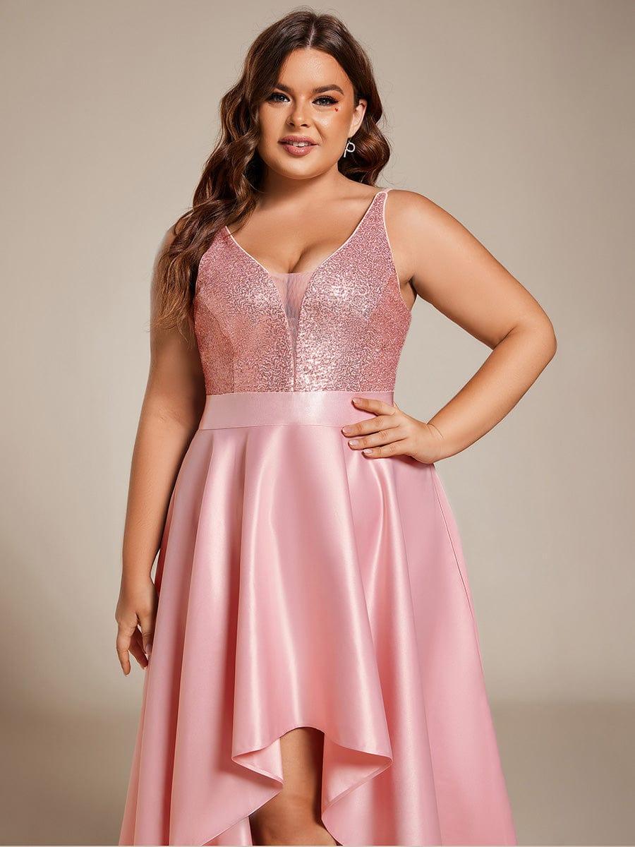 pretty ALYNA|High Low Sleeveless Plus Size Dresses With Sequin for Evening
