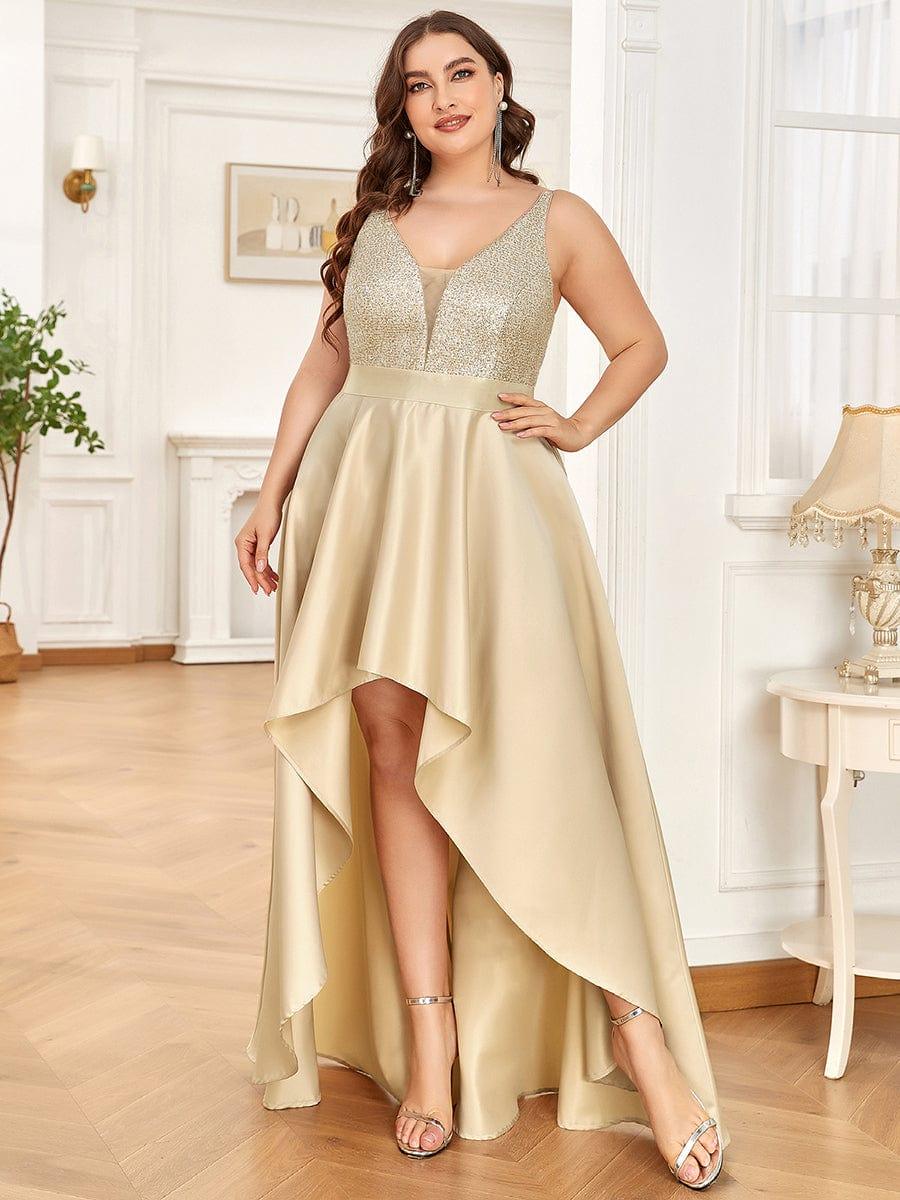 pretty ALYNA|High Low Sleeveless Plus Size Dresses With Sequin for Evening