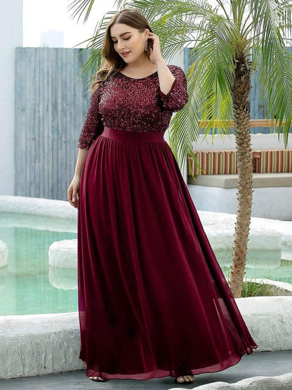 pretty FLORENCE|Plus Size Women's Long Chiffon & Sequin Evening Dresses for Mother of the Bride