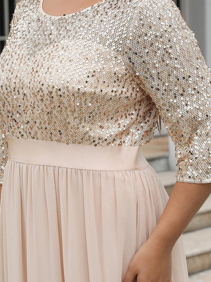 pretty FLORENCE|Plus Size Women's Long Chiffon & Sequin Evening Dresses for Mother of the Bride