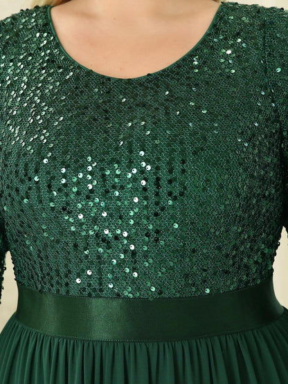 pretty FLORENCE|Plus Size Sequin 3/4 Sleeves Dresses