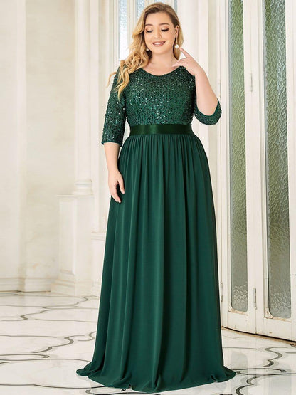 pretty FLORENCE|Plus Size Women's Long Chiffon & Sequin Evening Dresses for Mother of the Bride