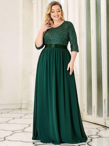 pretty FLORENCE|Plus Size Sequin 3/4 Sleeves Dresses