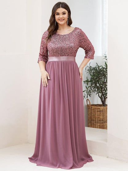 pretty FLORENCE|Plus Size Women's Long Chiffon & Sequin Evening Dresses for Mother of the Bride
