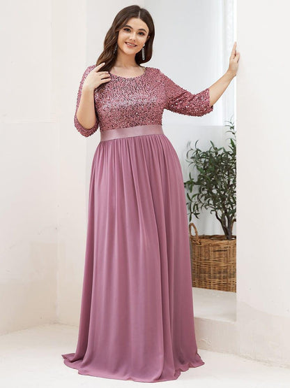 pretty FLORENCE|Plus Size Women's Long Chiffon & Sequin Evening Dresses for Mother of the Bride