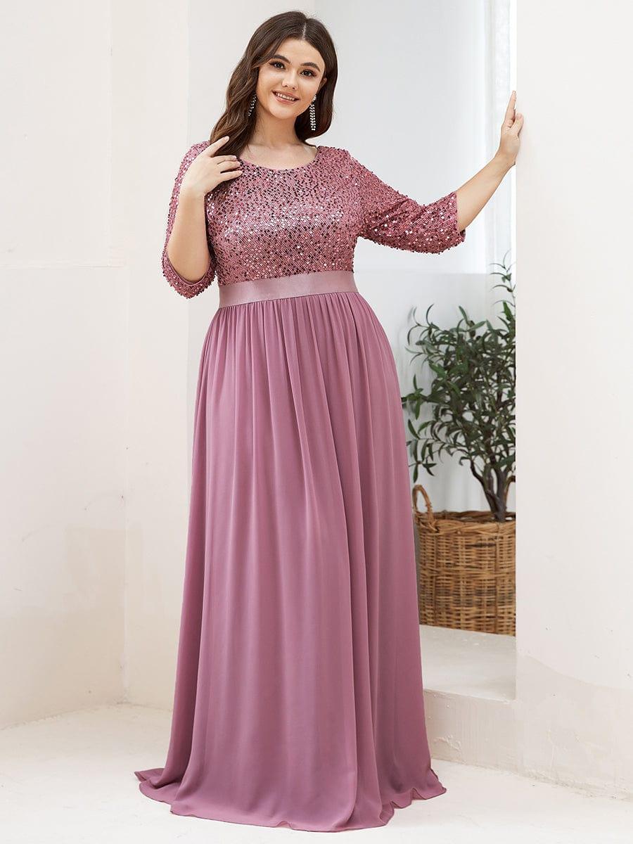 pretty FLORENCE|Plus Size Sequin 3/4 Sleeves Dresses