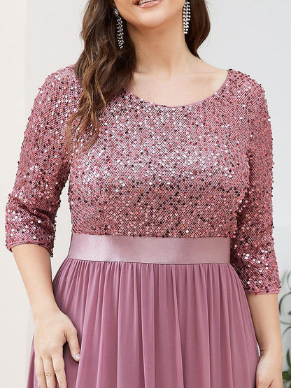 pretty FLORENCE|Plus Size Sequin 3/4 Sleeves Dresses