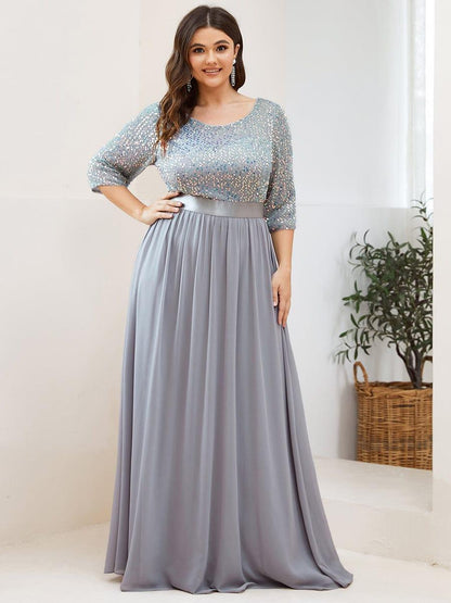 pretty FLORENCE|Plus Size Sequin 3/4 Sleeves Dresses