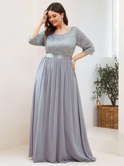 pretty FLORENCE|Plus Size Sequin 3/4 Sleeves Dresses