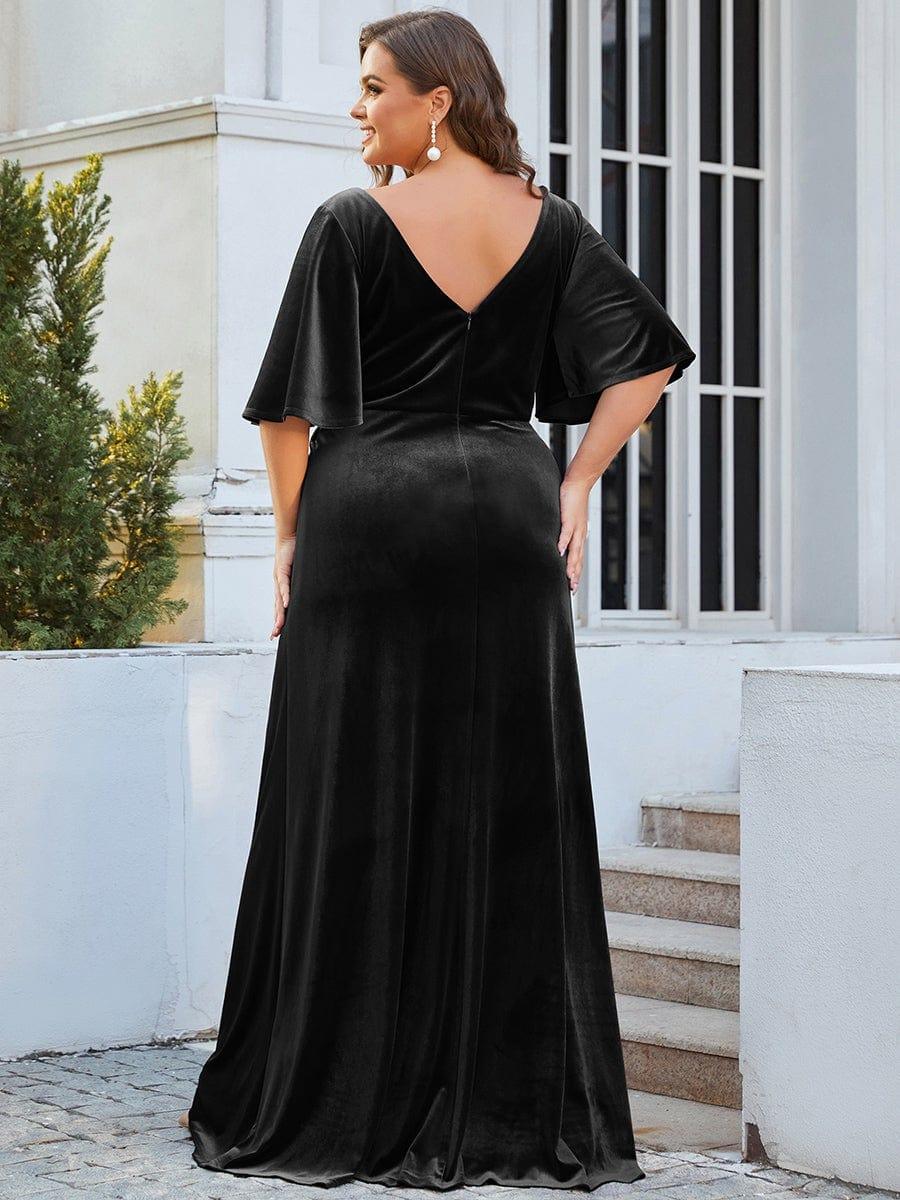 Velvet Double V Neck Maxi Bridesmaid Dress