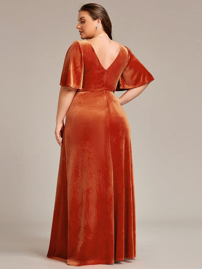 Velvet Double V Neck Maxi Bridesmaid Dress