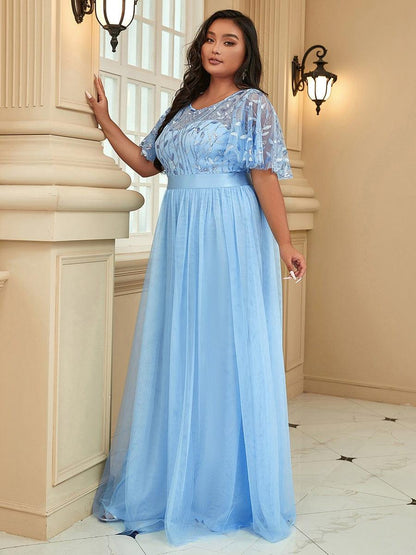 pretty SAPHIR|Plus Size Sequin Bodice Long Formal Evening Dresses