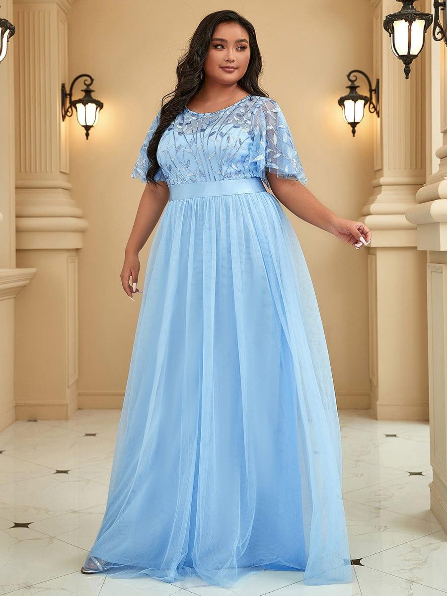 pretty SAPHIR|Plus Size Sequin Bodice Long Formal Evening Dresses