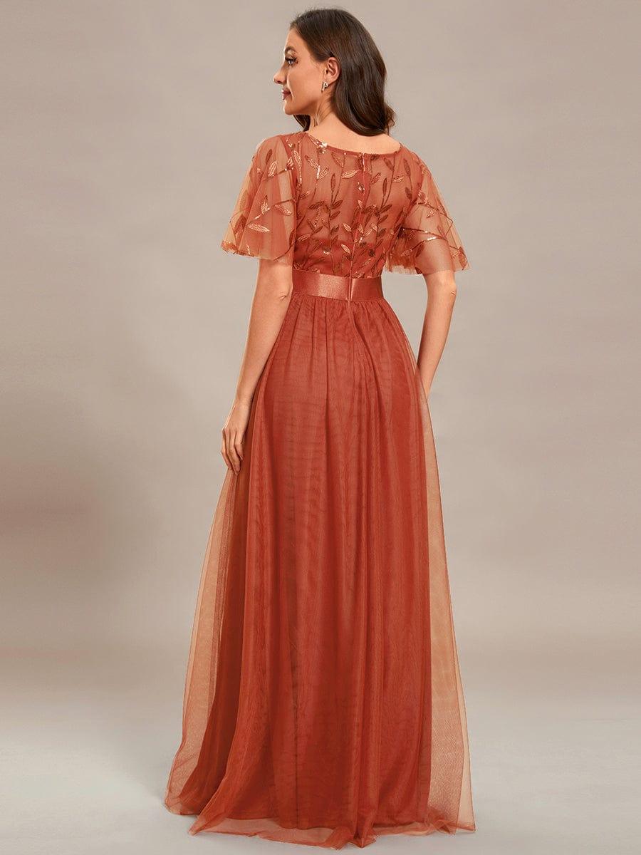 ever SAPHIR|Women's A-Line Short Sleeve Embroidery Floor Length Evening Dresses