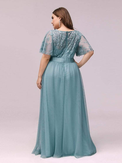 pretty SAPHIR|Plus Size Sequin Bodice Long Formal Evening Dresses