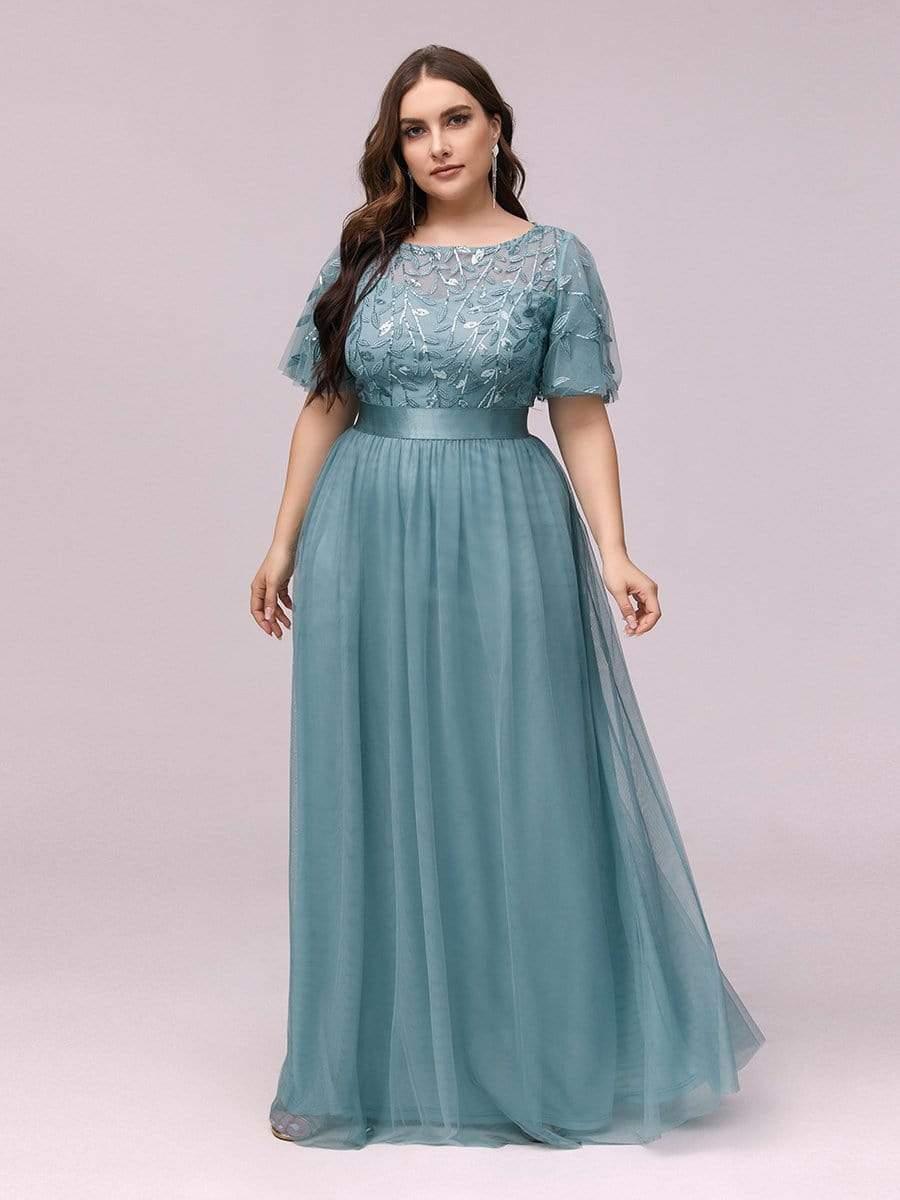 pretty SAPHIR|Plus Size Sequin Bodice Long Formal Evening Dresses