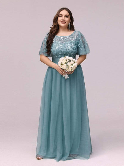 pretty SAPHIR|Plus Size Sequin Bodice Long Formal Evening Dresses