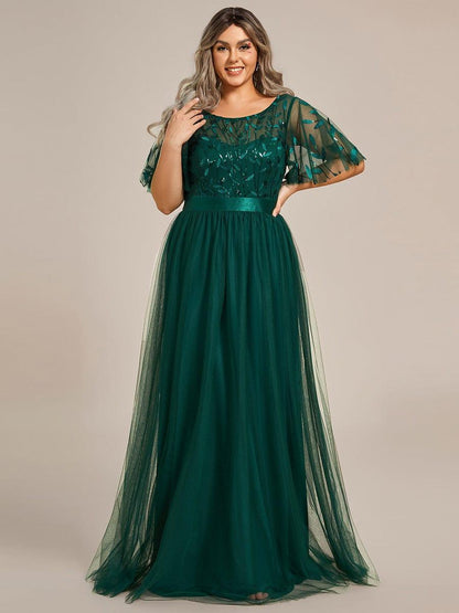 pretty SAPHIR|Plus Size Sequin Bodice Long Formal Evening Dresses
