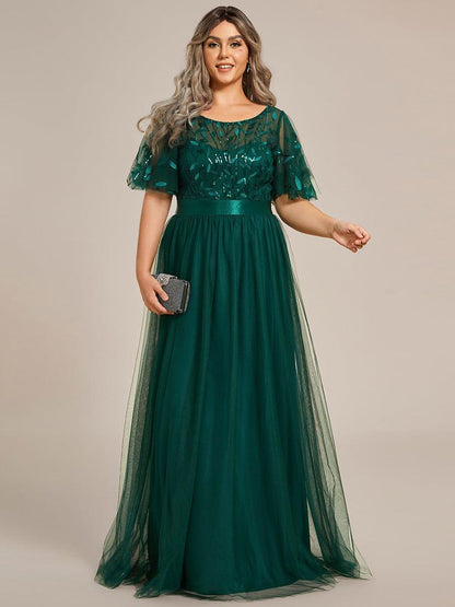 pretty SAPHIR|Plus Size Sequin Bodice Long Formal Evening Dresses