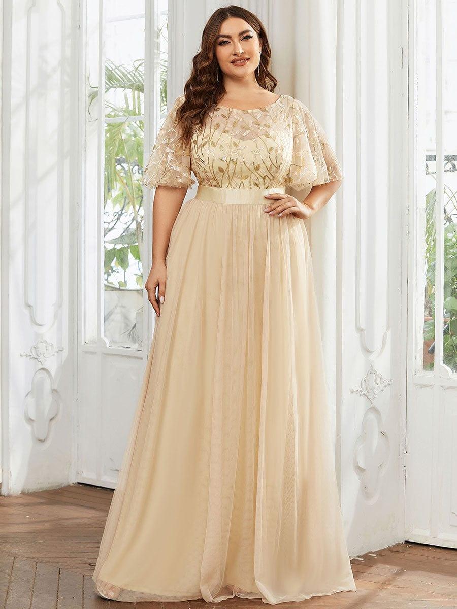 pretty SAPHIR|Plus Size Sequin Bodice Long Formal Evening Dresses