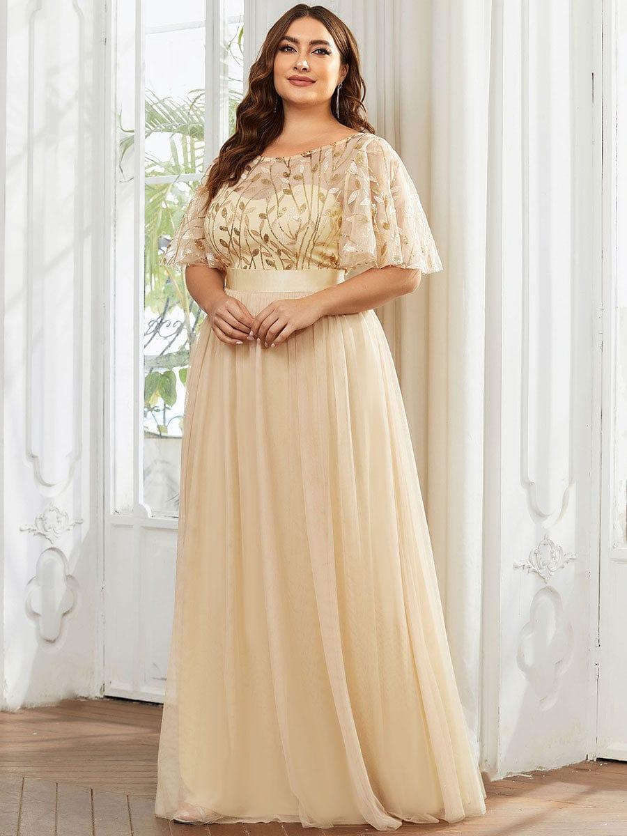 pretty SAPHIR|Plus Size Sequin Bodice Long Formal Evening Dresses