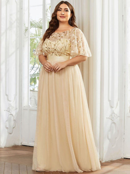 pretty SAPHIR|Plus Size Sequin Bodice Long Formal Evening Dresses