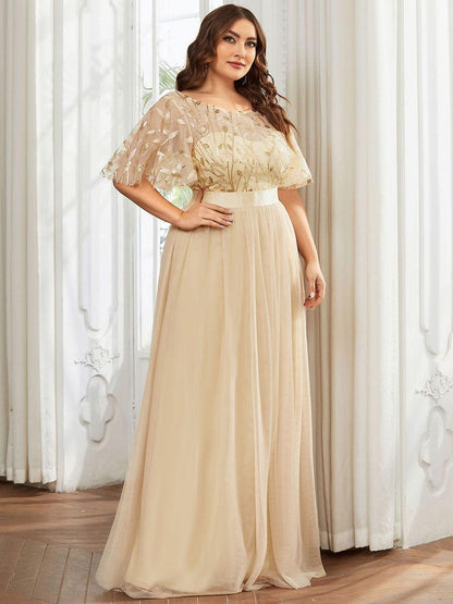 pretty SAPHIR|Plus Size Sequin Bodice Long Formal Evening Dresses