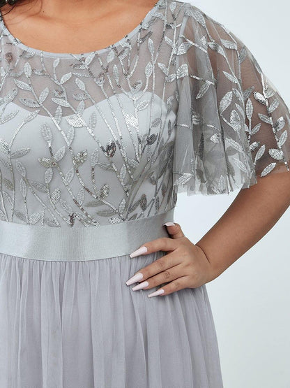 ever SAPHIR|Women's A-Line Short Sleeve Embroidery Floor Length Evening Dresses