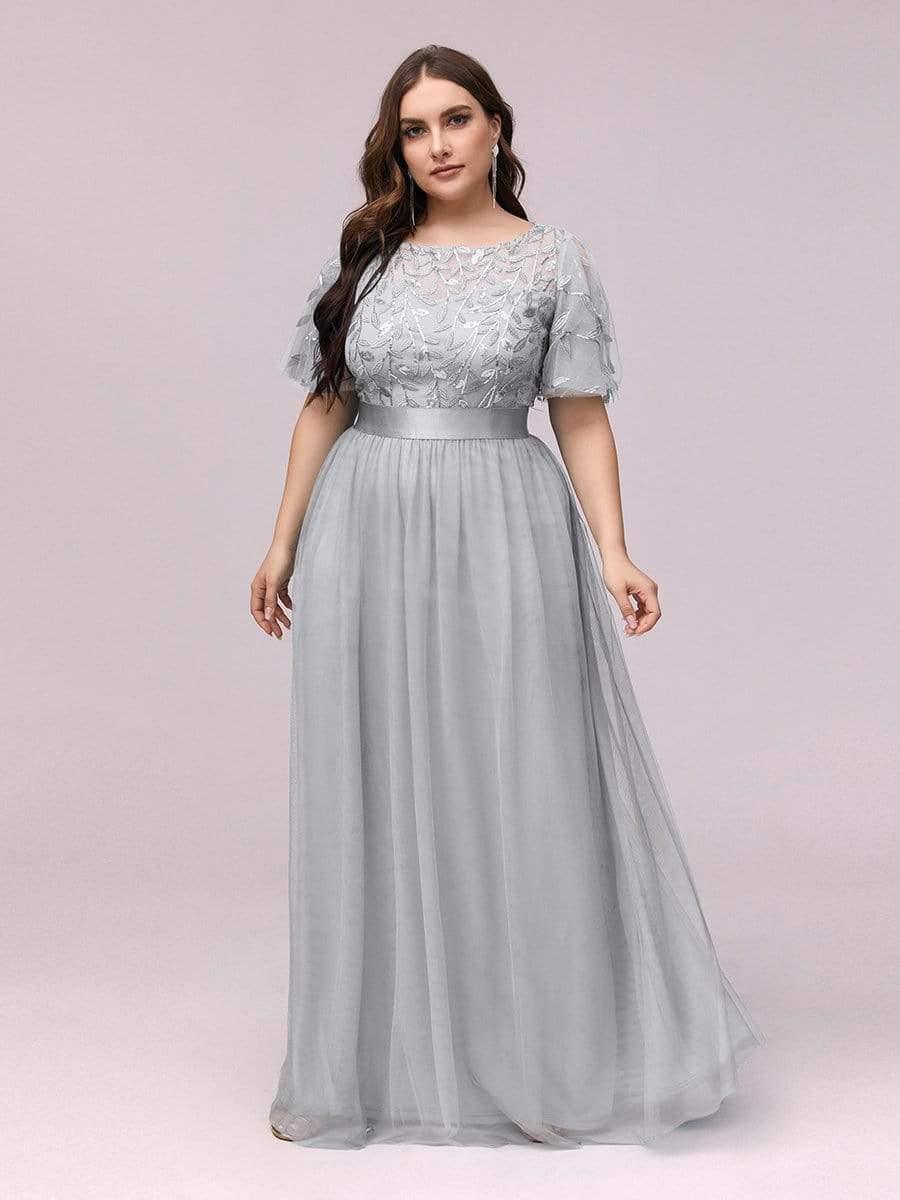 pretty SAPHIR|Plus Size Sequin Bodice Long Formal Evening Dresses