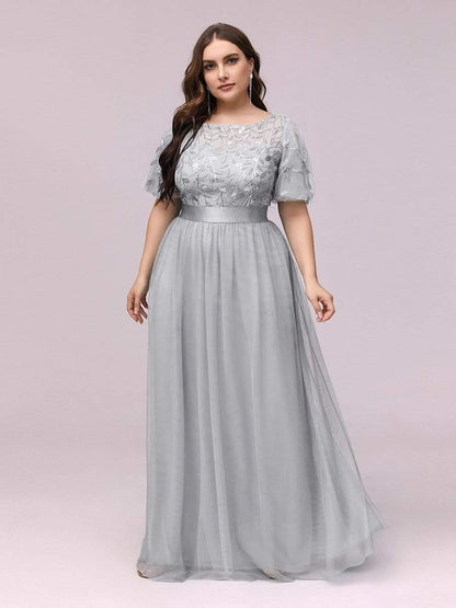 pretty SAPHIR|Plus Size Sequin Bodice Long Formal Evening Dresses