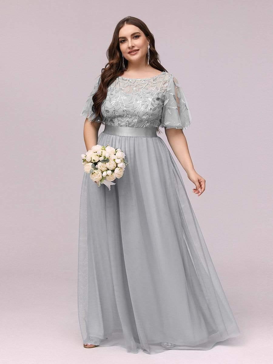 pretty SAPHIR|Plus Size Sequin Bodice Long Formal Evening Dresses