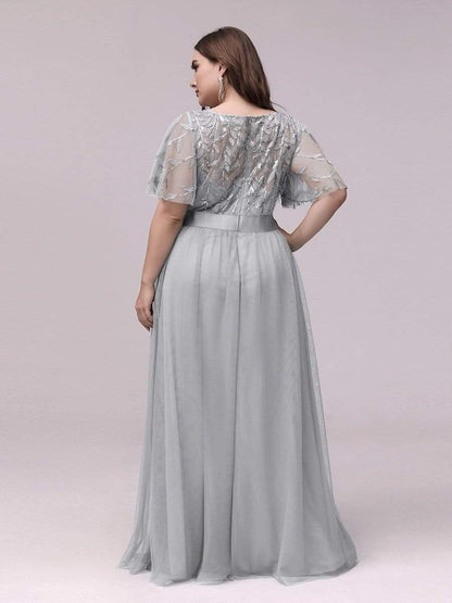 pretty SAPHIR|Plus Size Sequin Bodice Long Formal Evening Dresses