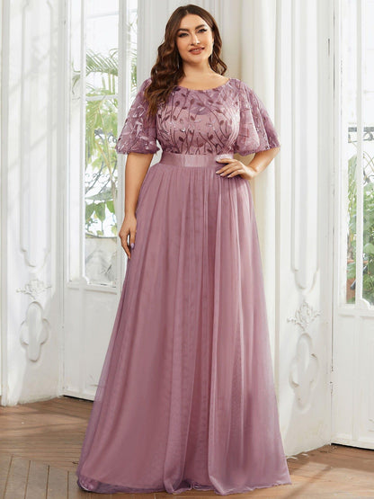 pretty SAPHIR|Plus Size Sequin Bodice Long Formal Evening Dresses