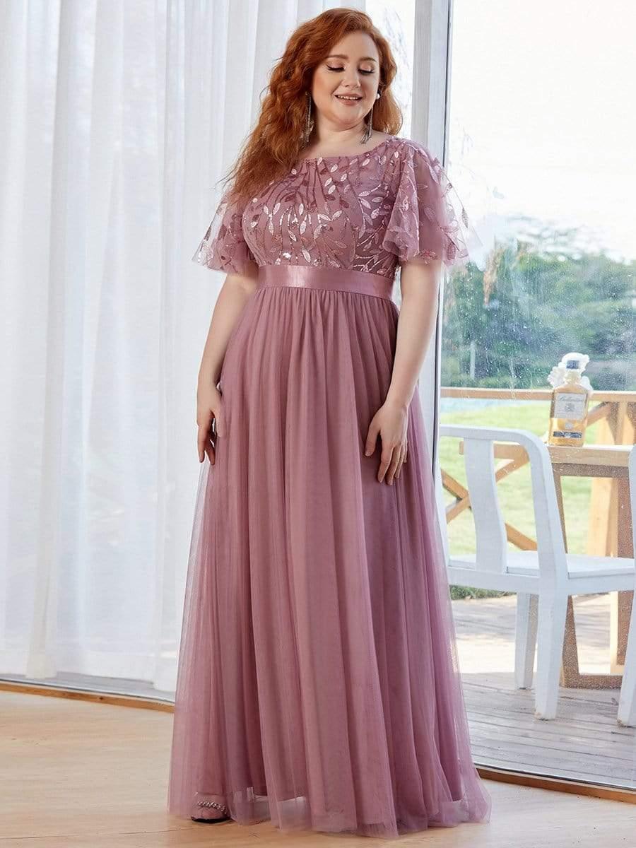 pretty SAPHIR|Plus Size Sequin Bodice Long Formal Evening Dresses