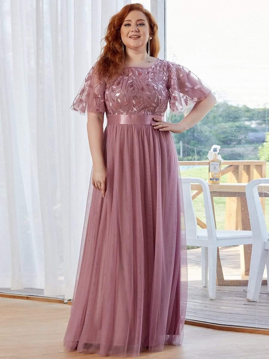 pretty SAPHIR|Plus Size Sequin Bodice Long Formal Evening Dresses