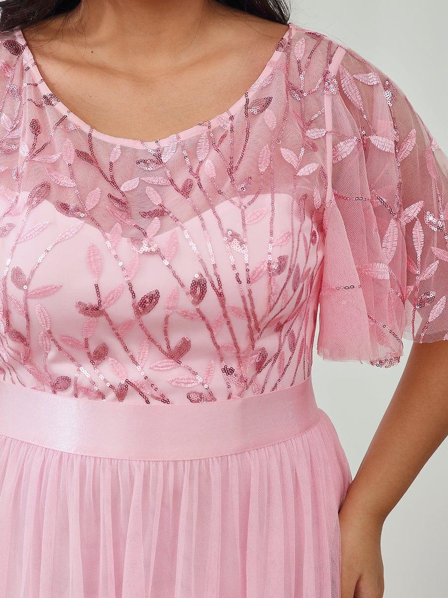 ever SAPHIR|Women's A-Line Short Sleeve Embroidery Floor Length Evening Dresses