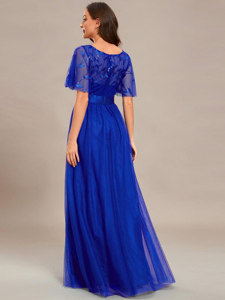 ever SAPHIR|Women's A-Line Short Sleeve Embroidery Floor Length Evening Dresses