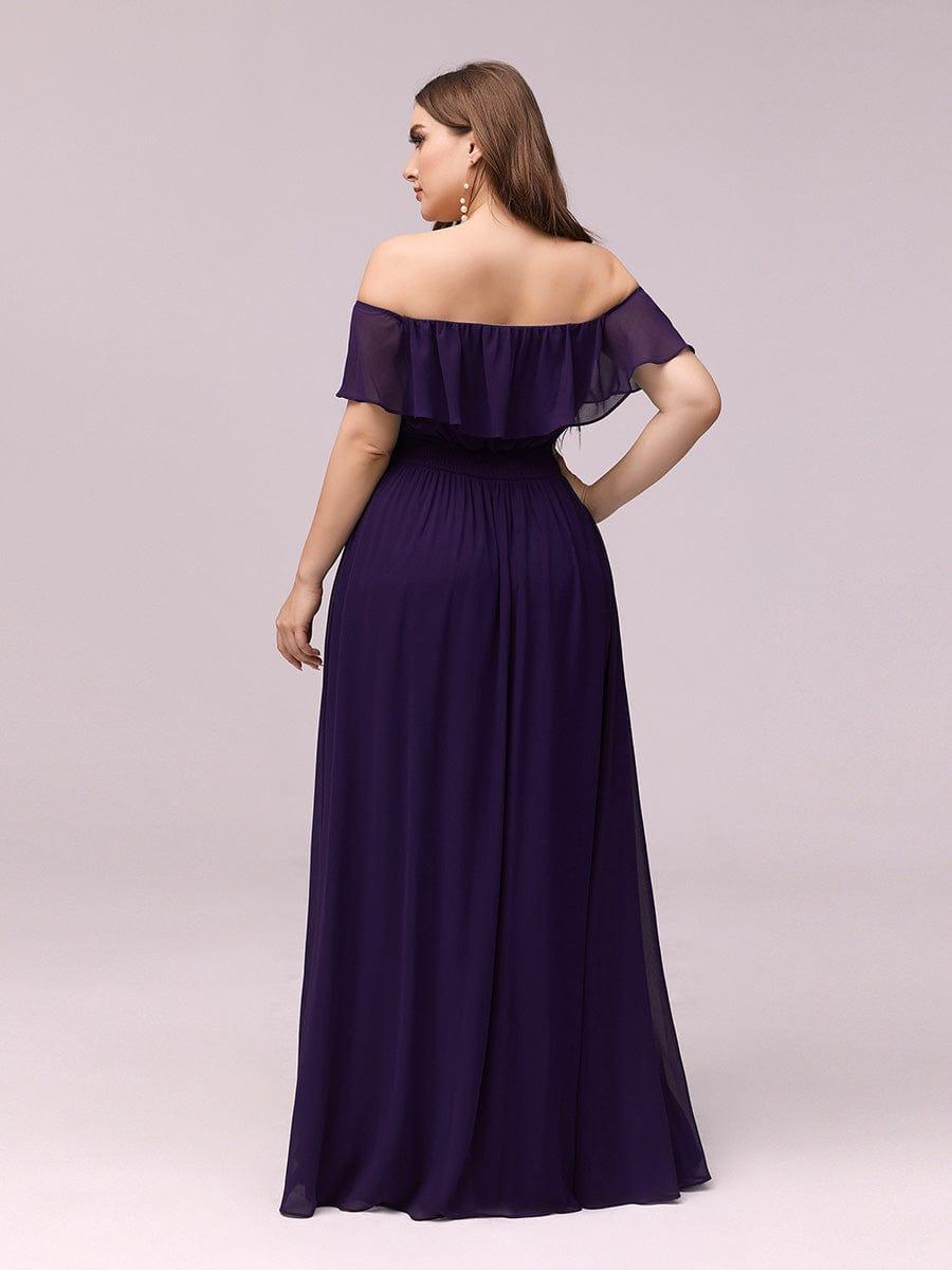 ever ÉMILE|Plus Size Off the Shoulder Formal Bridesmaid Dress with Thigh Split
