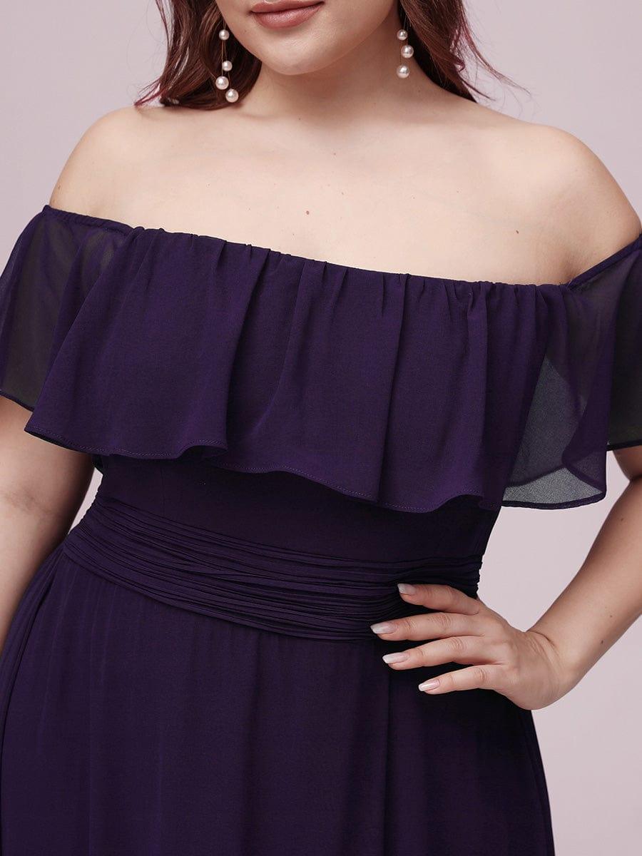 ever ÉMILE|Plus Size Off the Shoulder Formal Bridesmaid Dress with Thigh Split