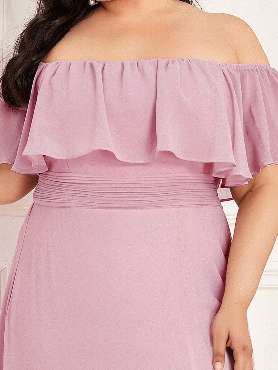 ever ÉMILE|Plus Size Off the Shoulder Formal Bridesmaid Dress with Thigh Split