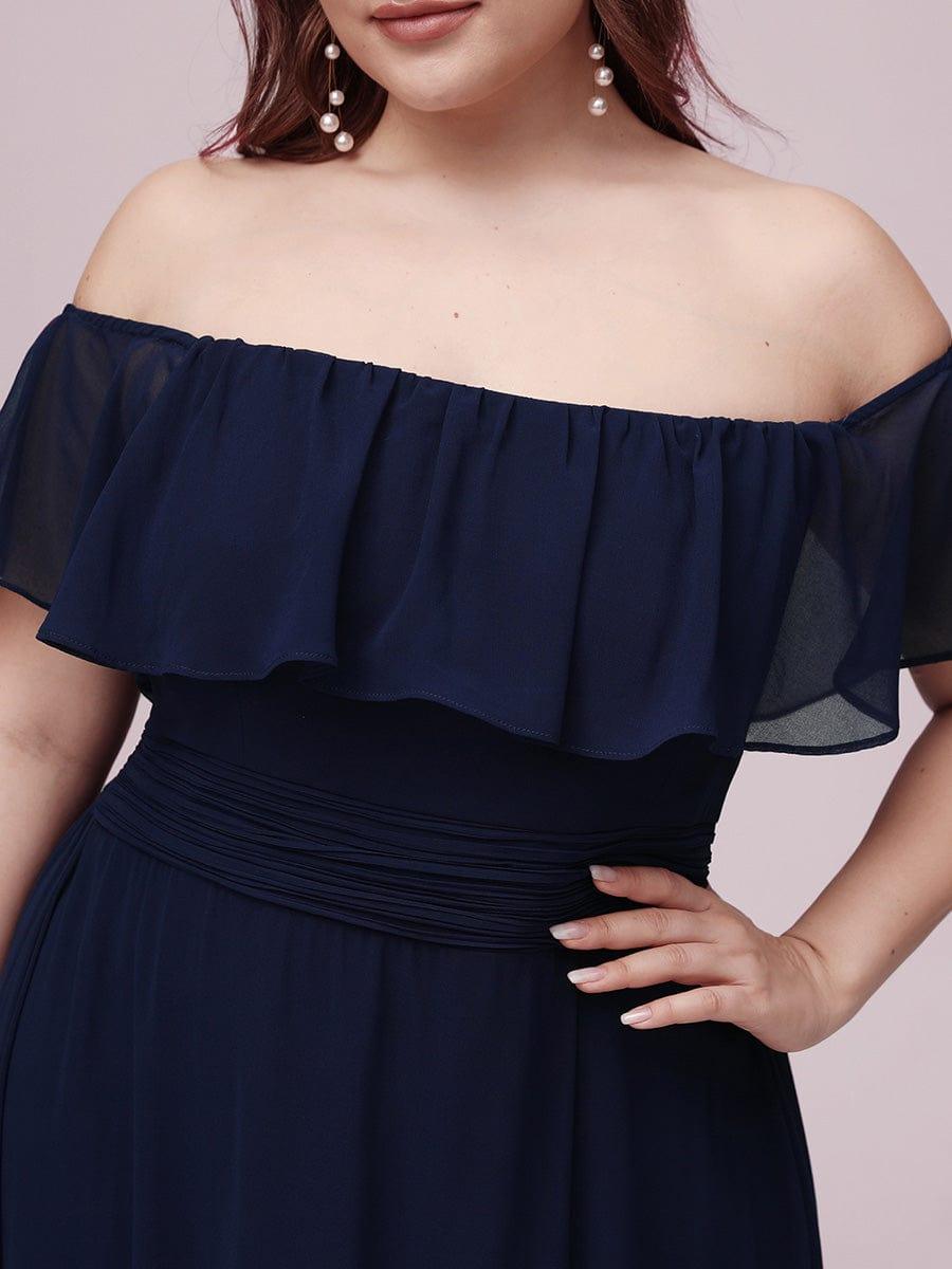 ever ÉMILE|Plus Size Off the Shoulder Formal Bridesmaid Dress with Thigh Split