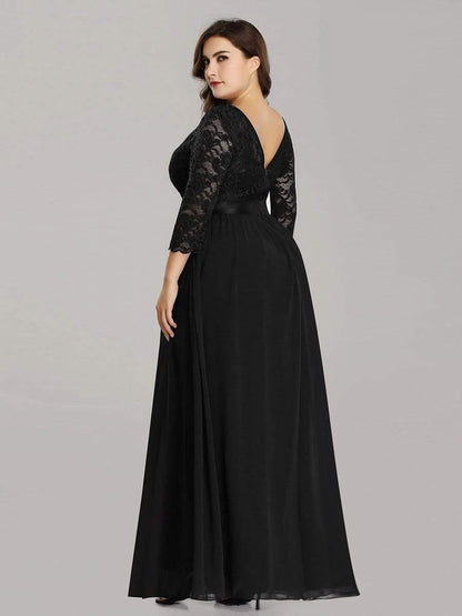 pretty FAUN|Simple Plus Size Lace Evening Dress with Half Sleeves