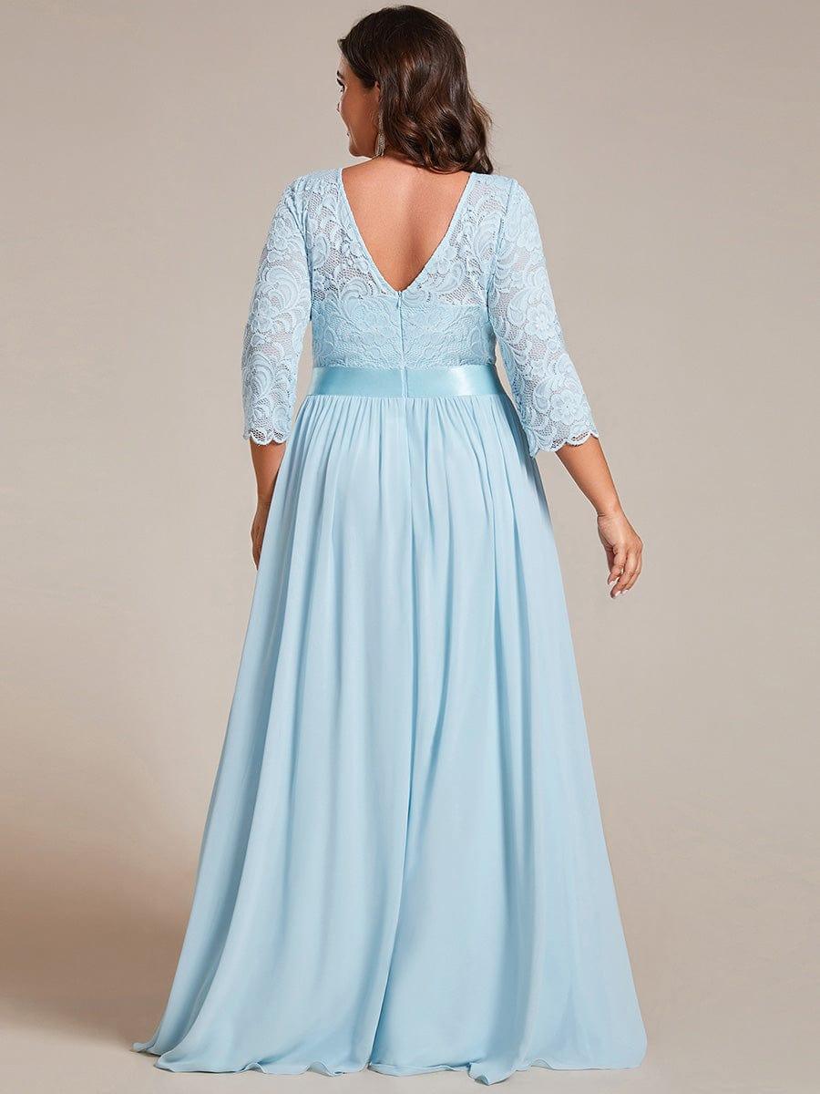 pretty FAUN|Simple Plus Size Lace Evening Dress with Half Sleeves