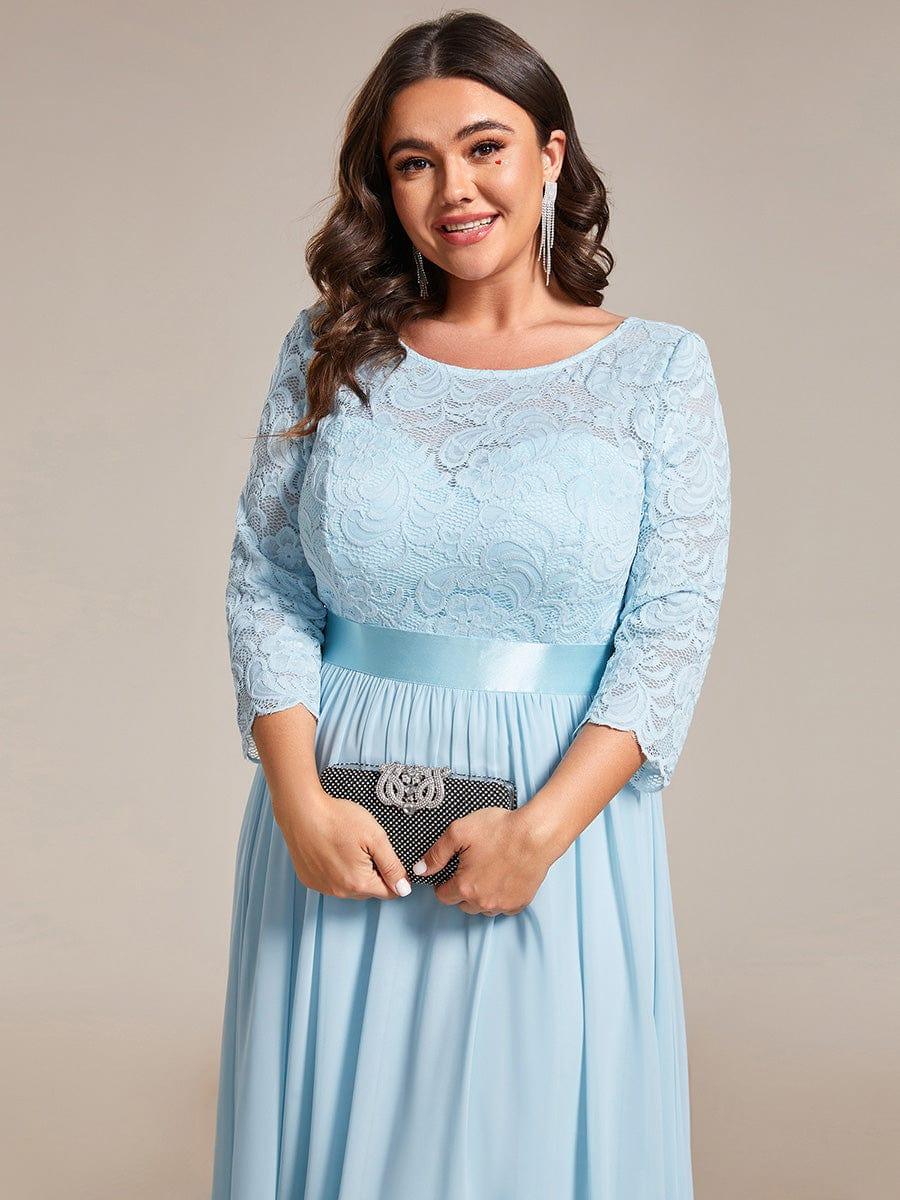 pretty FAUN|Simple Plus Size Lace Evening Dress with Half Sleeves