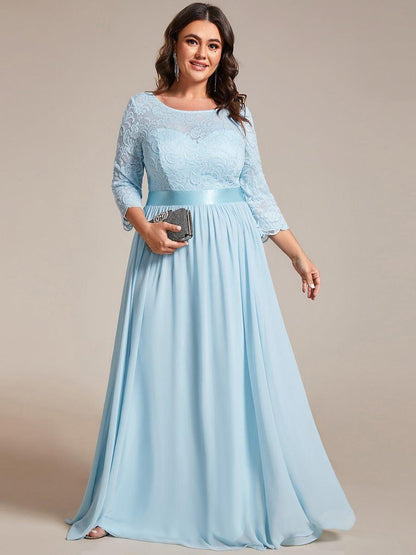 pretty FAUN|Simple Plus Size Lace Evening Dress with Half Sleeves