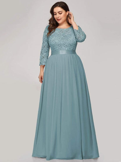 pretty FAUN|Simple Plus Size Lace Evening Dress with Half Sleeves